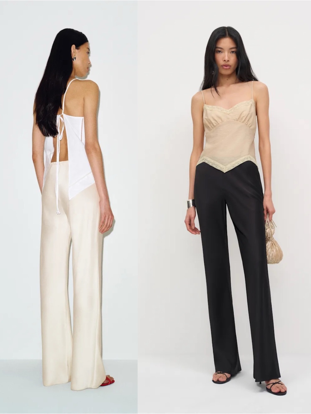 Reformation Gale Satin Mid Rise Bias Pant